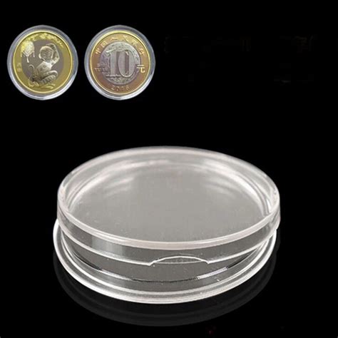 10x 25mm Clear Round Boxed Lighthouse Coin Holder Plastic Capsules Coin