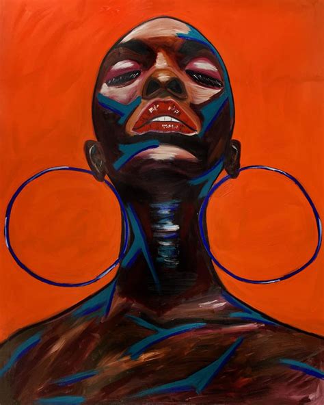 Afro Woman Wall Art Decor Canvas Print Orange African American Art