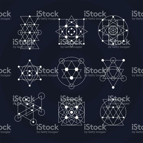 Sacred Geometry Symbols Set Alchemy Vector Illustration Sacred