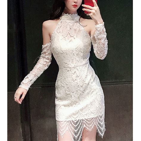 2019 New Summer White Lace Mini Dress Long Sleeve Embroidery Floral Dress Cubwear Women Sexy