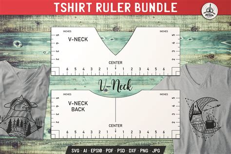 Tshirt Ruler SVG Bundle V-Neck Alignment Placement Tool DXF (1174679