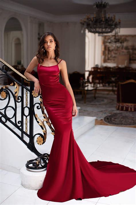 Delara Wine Red With Images Red Satin Dress Dresses Red Velvet Prom Dress