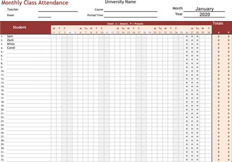 Attendance Tracker Excel Template