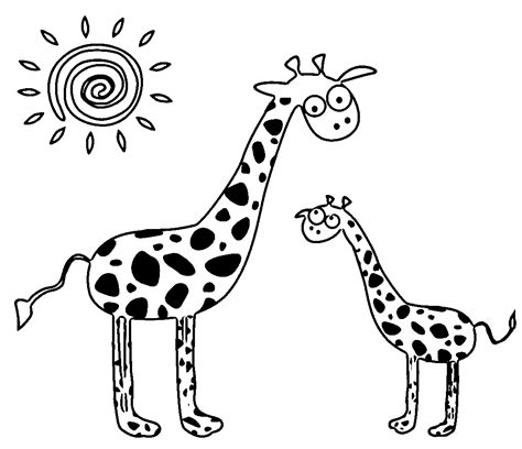 Giraffe Family Sun Coloring Page | Wecoloringpage.com