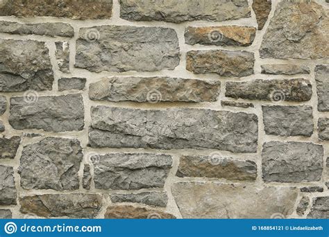 Fieldstone Held Together With Cement To Form A Wall Stock Image Image