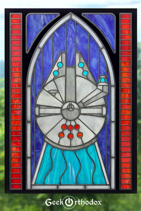 Millennium Falcon Stained Glass Window Cling Etsy