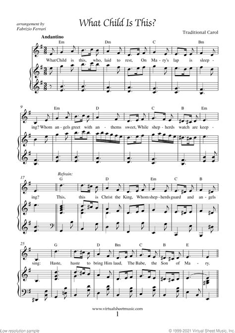 What Child Is This Piano Sheet Music Easy With Lyrics Pdf