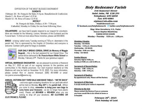 February 26 Bulletin Holy Redeemer