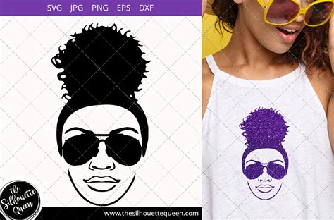 Afro Woman Svg With Sunglasses And A Puff Bun Ponytail Svg Etsy