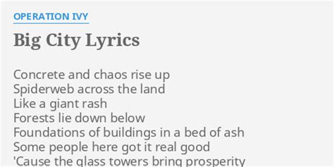 Big City Lyrics By Operation Ivy Concrete And Chaos Rise