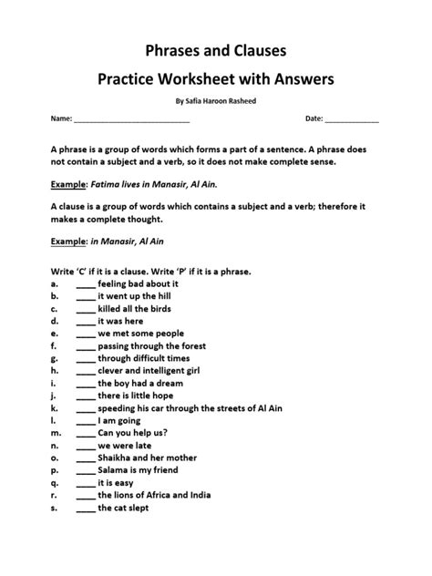 Https://techalive.net/worksheet/phrases And Clauses Worksheet