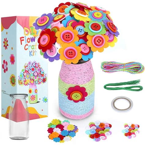 Lnkoo Flower Craft Kit For Kids Arts And Crafts Make Your Own Button