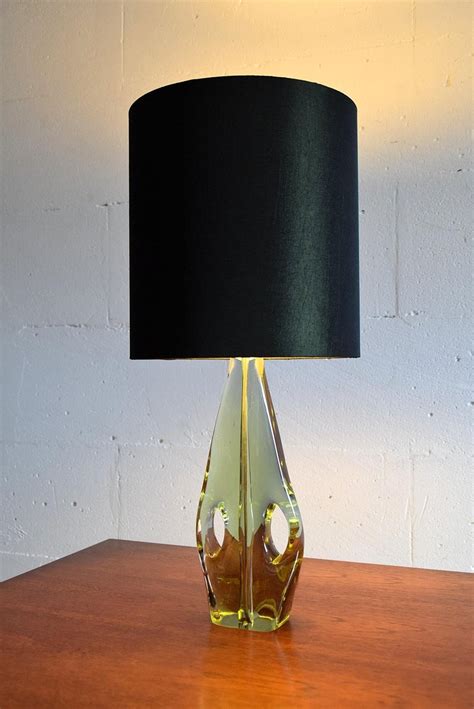 Mid Century Modern French Green Glass Table Lamp At 1stdibs