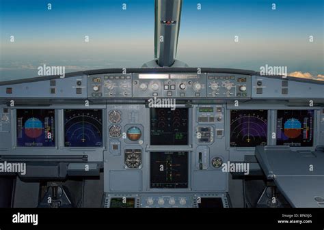 Airbus A321 Cockpit And Sky Composite Image Instruments Clearly Show Plane Is On The Ground