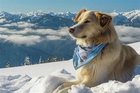Dog In Snowy Mountain Winter Scene 2 Photograph By Cavan Images Fine
