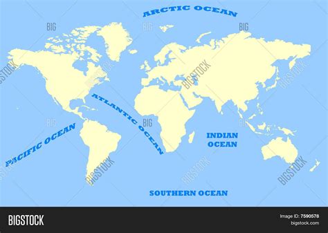 World Map With All Oceans