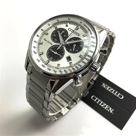 Mens Citizen Eco Drive Chronograph Stainless Steel Watch At2390 82a