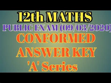 Here we have given important questions for class 12 physics chapter wise with solution. 12th MATHS PUBLIC EXAM ANSWER KEY // Madhan Physics - YouTube
