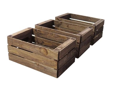 3 Small Wooden Crates Fully Assembled And Dyed Dark Brown