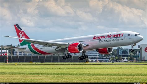 Kenya Airways Boeing 777 36ner Registered 5y Kzy Landing At Amsterdam Schiphol Boeing 777