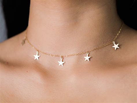 Star Choker Necklace Simple Dainty Star Necklace Silver Star