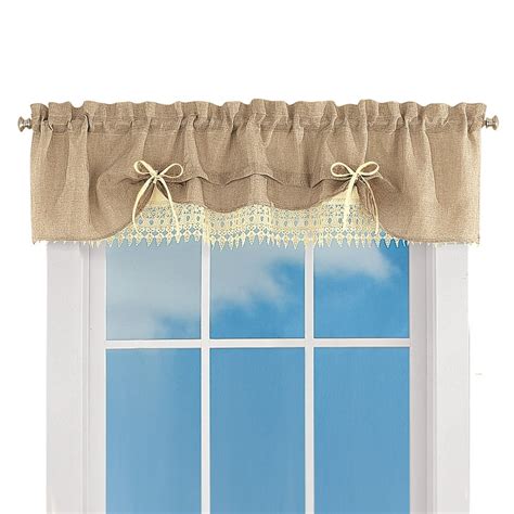 Burlap Lace CafÃ© Kitchen Curtain Collection With Rod Pocket Tops