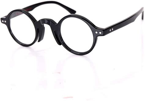 Hand Made Vintage Small Round Black Eyeglass Frames Italy Acetate 40mm