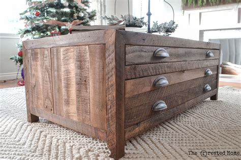 Reclaimed Wood Coffee Table With Printmaker Style Drawers Ana White