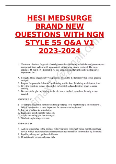 2023 HESI MEDSURGE BRAND NEW QUESTIONS WITH Next Gen Format - A: All