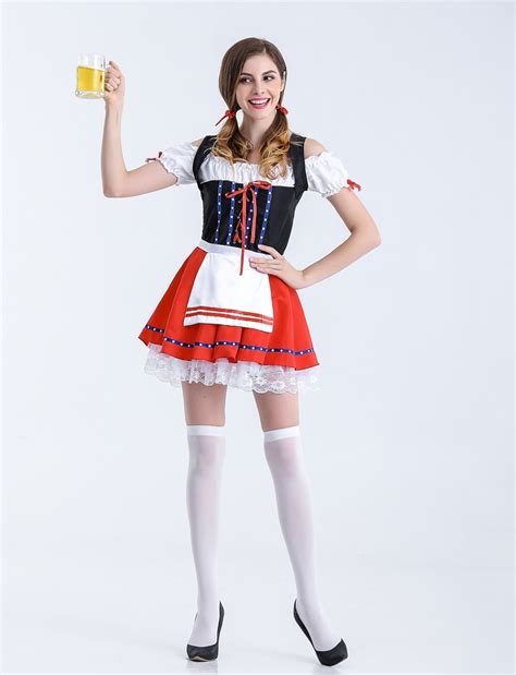 Halloween German Beer Girl Costume Fraulein Dirndl Fancy Dress
