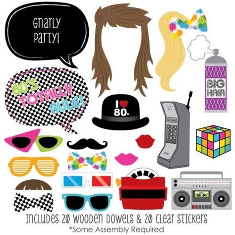 80 s retro photo booth props kit 20 count 80s birthday parties 80s theme party retro party