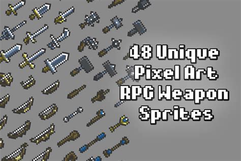 Rpg Weapon Sprites Pixel Art Collection