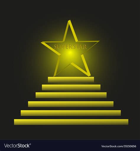 Gold Superstar On A Black Backlit Background Vector Image