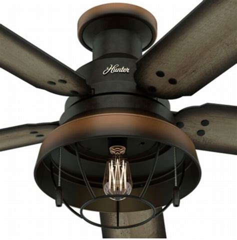 52 Hunter Bronze Outdoor Damp Rated Ceiling Fan W Light Lodge Cabin