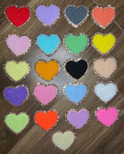 Chenille Glitter Varsity Heart Patch Iron On 22inches Etsy