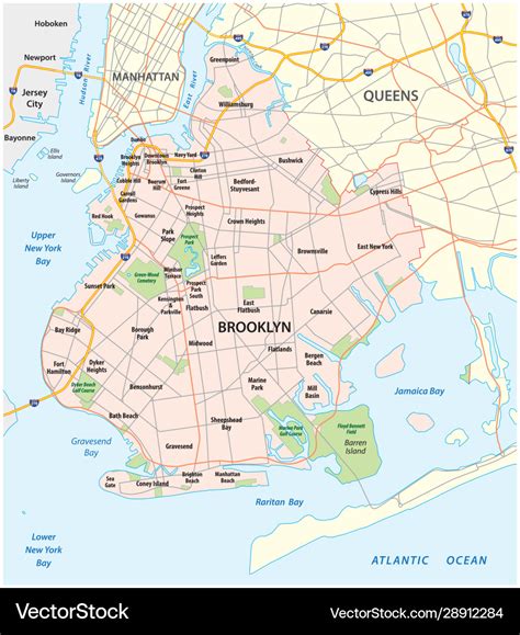 Map Brooklyn New York City Royalty Free Vector Image