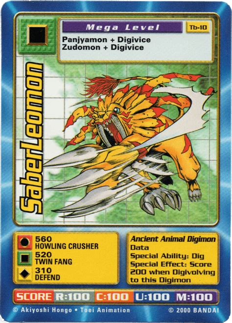 Saberleomon Tb 10 Digimon Card Details Digi Battle