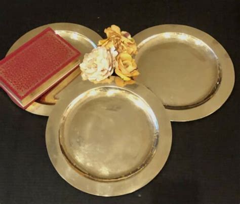 14 Large Solid Brass Chargers Vintage Plates Serving Etsy