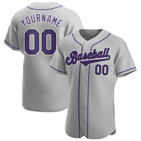 Design Team Baseball Purple Black Authentic Gray Jersey On Sale Fiitgshop