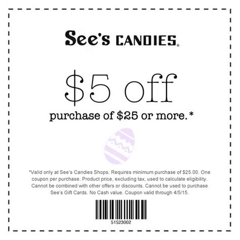 5 Off 25 At Sees Candies Sees Candies App Coupon Apps