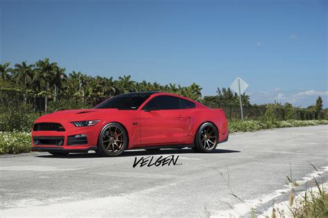 Red Ford Mustang Gt With Bronze Velgen Custom Wheels — Gallery