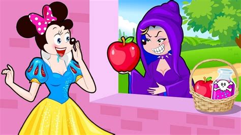Mickey Mouse And Minnie Mouse Snow White Eat Apples Funny Story Cartoon