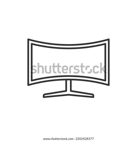 Curved Monitor Screen Icon Line Style Stock Vector Royalty Free
