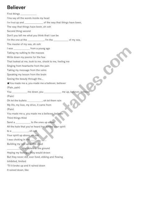 Song Lyrics Of Believer Health Tipsmusiccars And Recipe