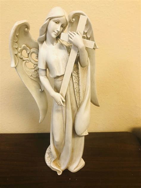 Angel Holding Cross Outdoor Garden Statue 185 New Etsy