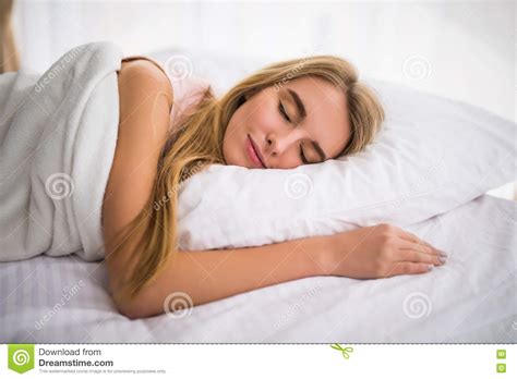 Woman With Long Hair Sleeping On Bed In Bedroom Stock Image Image Of