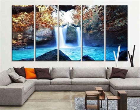 Large Art Print Waterfalls In Forest Canvas Prints Waterfalls And Lake