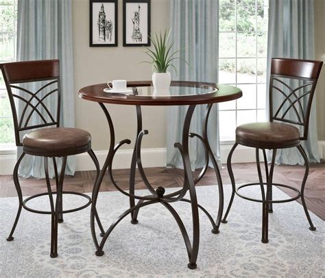 3 Piece Dining Set Table Counter Height Chairs Rustic Barstool And Pub