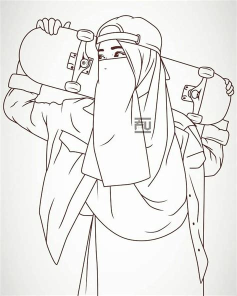 Gambar Sketsa Anime Hijab Mewarnaiku