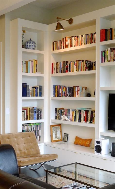 Niche With Large Bookcase And Spot For The Tv Bookshelves Built In Home Cabinetry Design